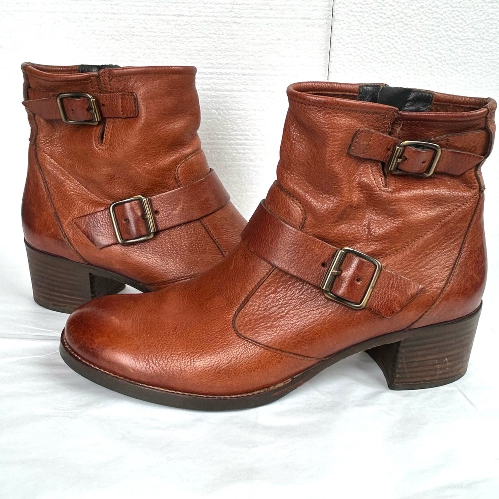 Paul Green Munchen Brown Italian Leather Ankle Booties - Size 7.5